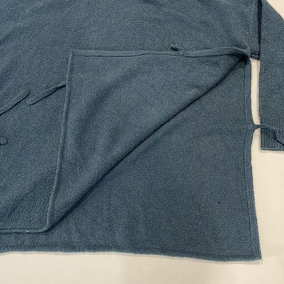 J. Jill Pure Poncho Sweater Women Mock Turtleneck Split Side Boucle M/L Teal - Picture 5 of 8